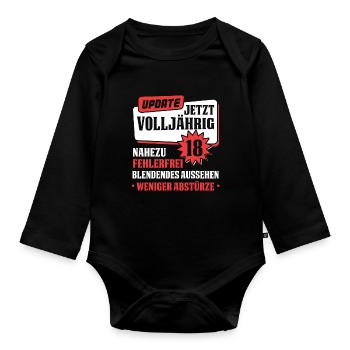 Update Volljährigkeit 18. Geburtstag 18 Geschenk - Baby Bio-Langarm-Body - Schwarz - Vorne