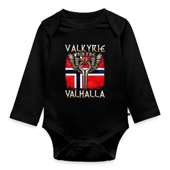 Viking Valhalla T-shirt Valkyrie Norvège Ailes - Body Bébé bio manches longues - noir - Devant