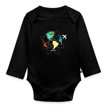 Voyage voyage du monde avion Travelshirt Terre - Body Bébé bio manches longues - noir - Devant