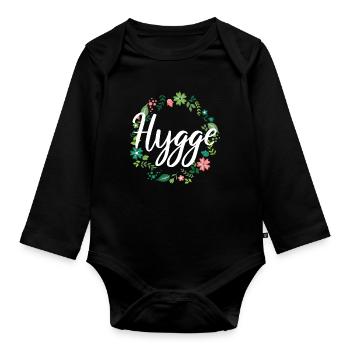 Flowery hygge with Danish cosiness - Organic Longsleeve Baby Bodysuit - black - Front