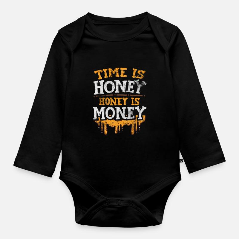 Imker Honig Biene - Baby Bio-Langarm-Body - Schwarz