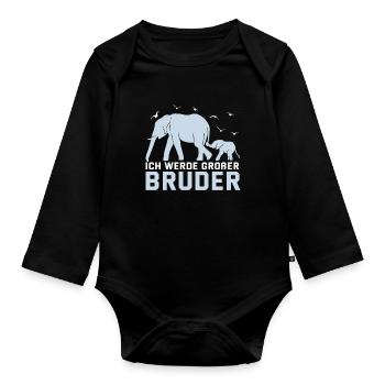 Lustig Elefant Bruder Baby Geschwister Geschenk - Baby Bio-Langarm-Body - Schwarz - Vorne