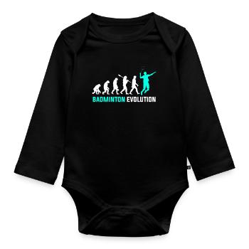 Badminton Evolution - Organic Longsleeve Baby Bodysuit - black - Front