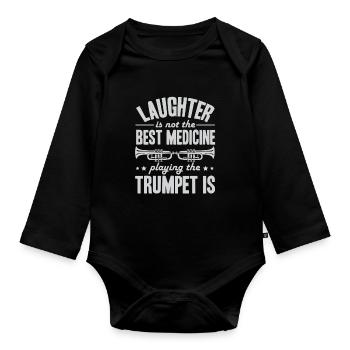 Trumpet trumpeter - Organic Longsleeve Baby Bodysuit - black - Front