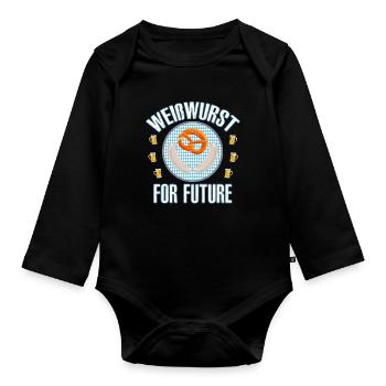 Weisswurst For Future Bayern lustig Geschenk - Baby Bio-Langarm-Body - Schwarz - Vorne