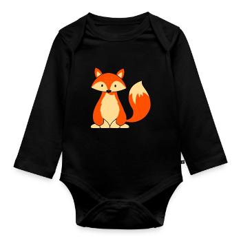 Fox Fox design pour enfants - Body Bébé bio manches longues - noir - Devant