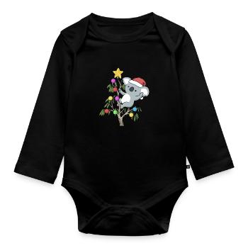 Koala Christmas Funny Christmas Gift - Body Bébé bio manches longues - noir - Devant