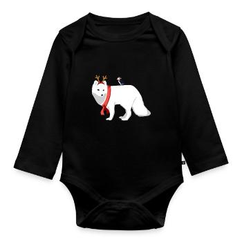 Cadeau d'hiver du père Noël Noël ours polaire - Body Bébé bio manches longues - noir - Devant