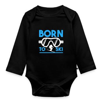 Né pour skier - Body Bébé bio manches longues - noir - Devant