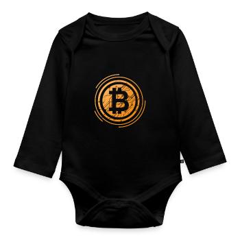 Bitcoin - Baby Bio-Langarm-Body - Schwarz - Vorne
