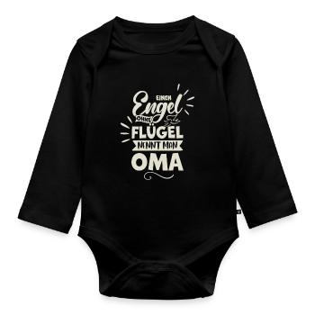 Oma Engel - Baby Bio-Langarm-Body - Schwarz - Vorne