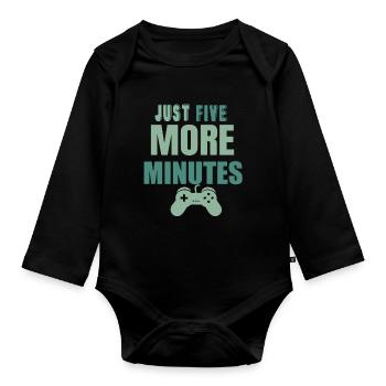 Just five more minutes - Organic Longsleeve Baby Bodysuit - black - Front