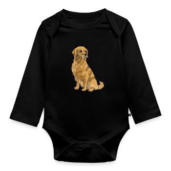 Golden retriever - Organic Longsleeve Baby Bodysuit - black - Front