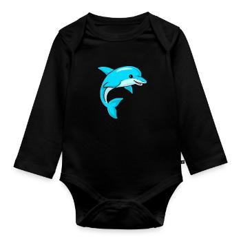 dolphin - Organic Longsleeve Baby Bodysuit - black - Front