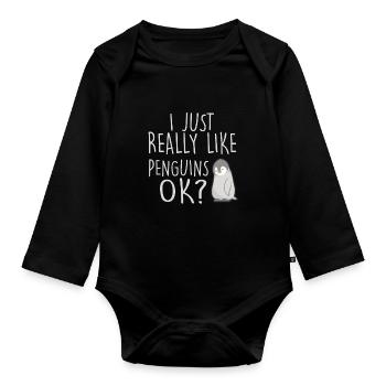 Pinguin - Baby Bio-Langarm-Body - Schwarz - Vorne