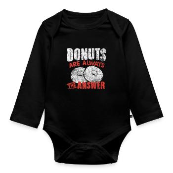donut - Organic Longsleeve Baby Bodysuit - black - Front