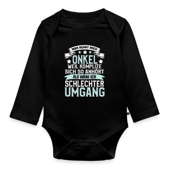 Man Nennt Mich Onkel Komplize Spruch Lustig - Baby Bio-Langarm-Body - Schwarz - Vorne