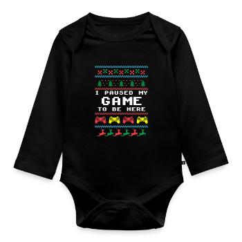 Paused My Game Weihnachten Familie Santa Geschenk - Baby Bio-Langarm-Body - Schwarz - Vorne