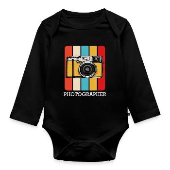 photographer - Organic Longsleeve Baby Bodysuit - black - Front