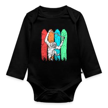 Affe Gibbon - Baby Bio-Langarm-Body - Schwarz - Vorne