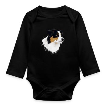 AUSTRALIAN SHEPHERD - Baby Bio-Langarm-Body - Schwarz - Vorne