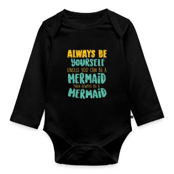 Mermaid - Organic Longsleeve Baby Bodysuit - black - Front