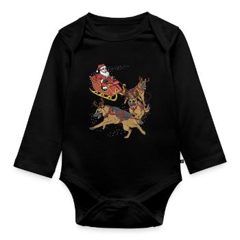 German Shepherd Christmas - Organic Longsleeve Baby Bodysuit - black - Front