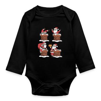 Weihnachtsmann Shirt Schornstein Weihnachten - Baby Bio-Langarm-Body - Schwarz - Vorne