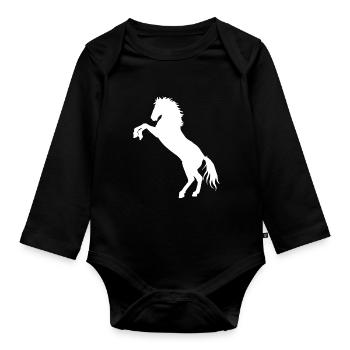 Cheval sauvage étalon cheval chevaux poney cavalier d'équitation - Body Bébé bio manches longues - noir - Devant