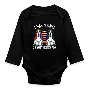 Basset Hound - Baby Bio-Langarm-Body - Schwarz - Vorne
