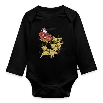 Golden Retriever Christmas - Organic Longsleeve Baby Bodysuit - black - Front