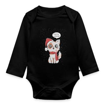 Katzen Weihnachten - Baby Bio-Langarm-Body - Schwarz - Vorne
