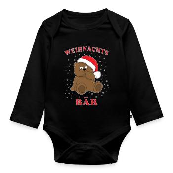 Weihnachten Bär Teddybär Teddy Geschenkidee - Baby Bio-Langarm-Body - Schwarz - Vorne