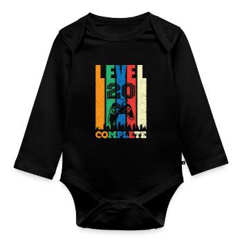 Level 20 Completely 20 years 20 years 20 years Gebur - Organic Longsleeve Baby Bodysuit - black - Front