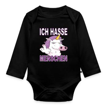 Ich hasse Menschen - Baby Bio-Langarm-Body - Schwarz - Vorne