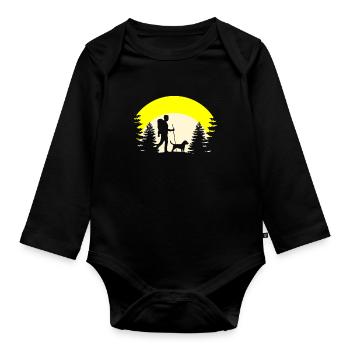 Hund Wandern - Baby Bio-Langarm-Body - Schwarz - Vorne