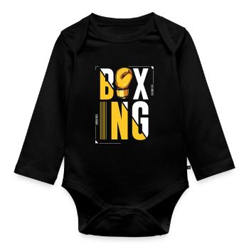 boxeur - Body Bébé bio manches longues - noir - Devant