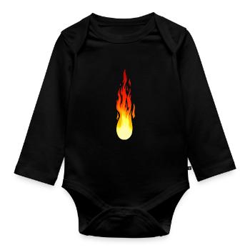 Flamme Feuer feurig Brand Feuerwehr Inferno - Baby Bio-Langarm-Body - Schwarz - Vorne