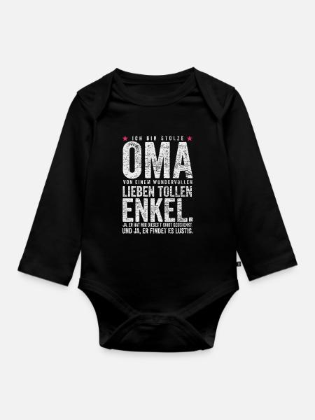 Oma Lustiger Spruch - Baby Bio-Langarm-Body - Schwarz
