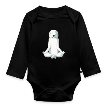 Yoga Great Pyrenees Dog - Organic Longsleeve Baby Bodysuit - black - Front