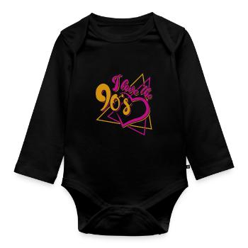 J'aime les années 90 - Body Bébé bio manches longues - noir - Devant