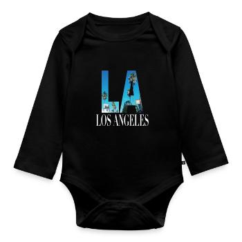 La Los Angeles Californie West Coast America USA - Body Bébé bio manches longues - noir - Devant