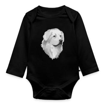 Great Pyrenees Dog - Organic Longsleeve Baby Bodysuit - black - Front