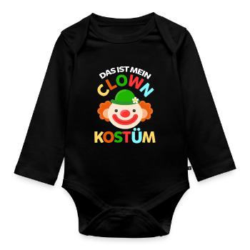 Karneval Clown Karnevalparty - Baby Bio-Langarm-Body - Schwarz - Vorne