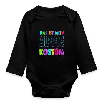 Hippie Kostüm - Baby Bio-Langarm-Body - Schwarz - Vorne