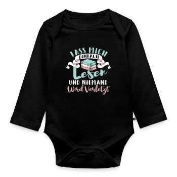 Lesen Buch Bücher Lustig Spruch Geschenk - Baby Bio-Langarm-Body - Schwarz - Vorne