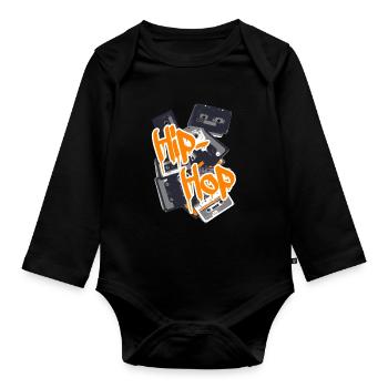Rubans de graffiti hip hop rétro - Body Bébé bio manches longues - noir - Devant