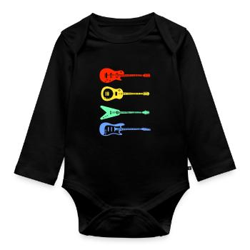 Retro guitars - Organic Longsleeve Baby Bodysuit - black - Front