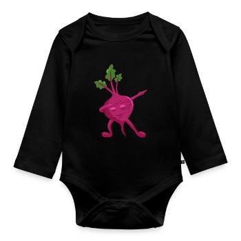 Dabbing Rote Bete - Baby Bio-Langarm-Body - Schwarz - Vorne