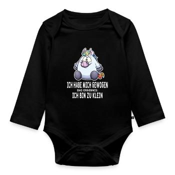 Dickes Einhorn Übergewicht Lustig Spruch Geschenk - Baby Bio-Langarm-Body - Schwarz - Vorne